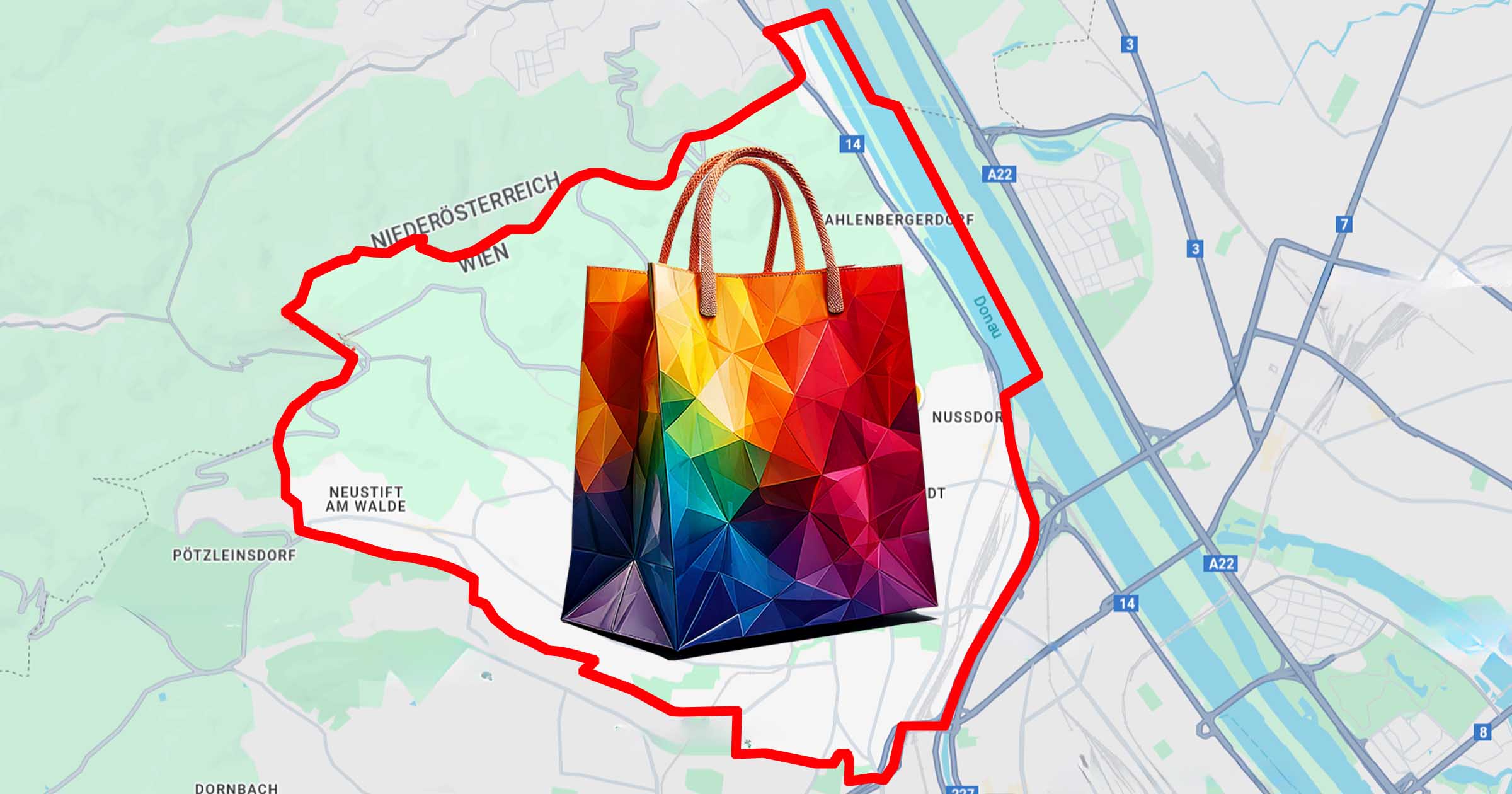 Landkarte von Wien Döbling inklusive Einkaufstasche