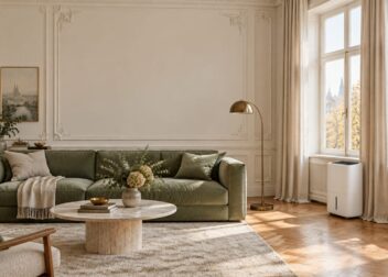 Luftentfeuchter in einem hellen Wiener Altbau-Salon
