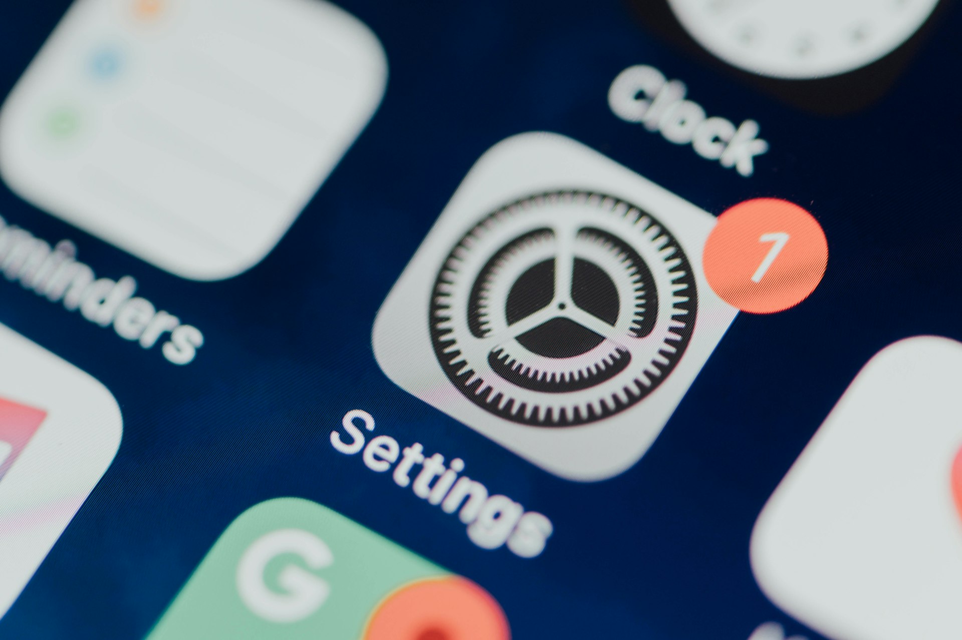 Nahaufnahme von App-Symbolen mit dem Einstellungen-Symbol